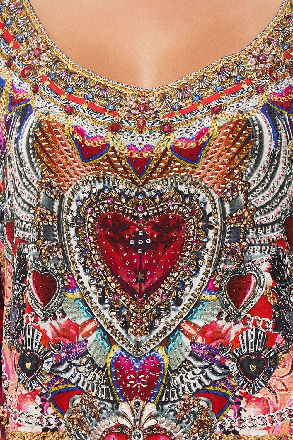 SHORT ROUND NECK KAFTAN ARTESANIA MANIA