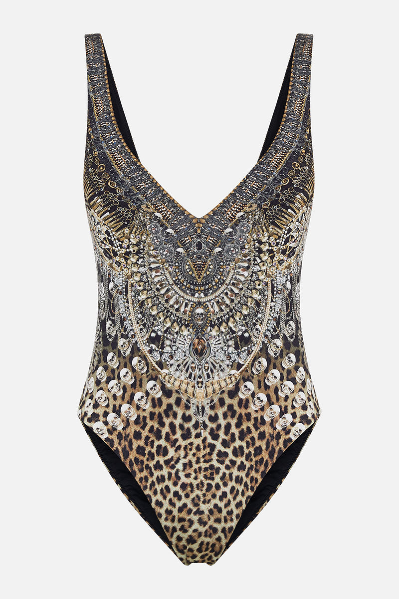 Deep v neckline one piece