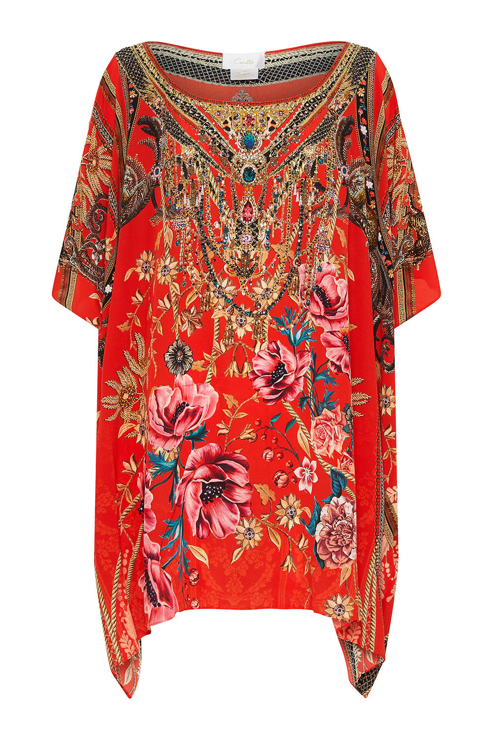 SHORT ROUND NECK KAFTAN AND THE QUEEN WORE RED