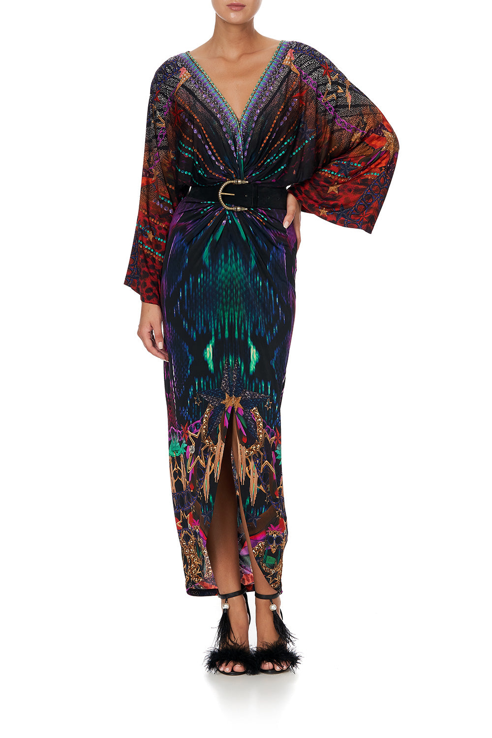 LONG SPLIT FRONT TWIST DRESS ROCKET WOMAN