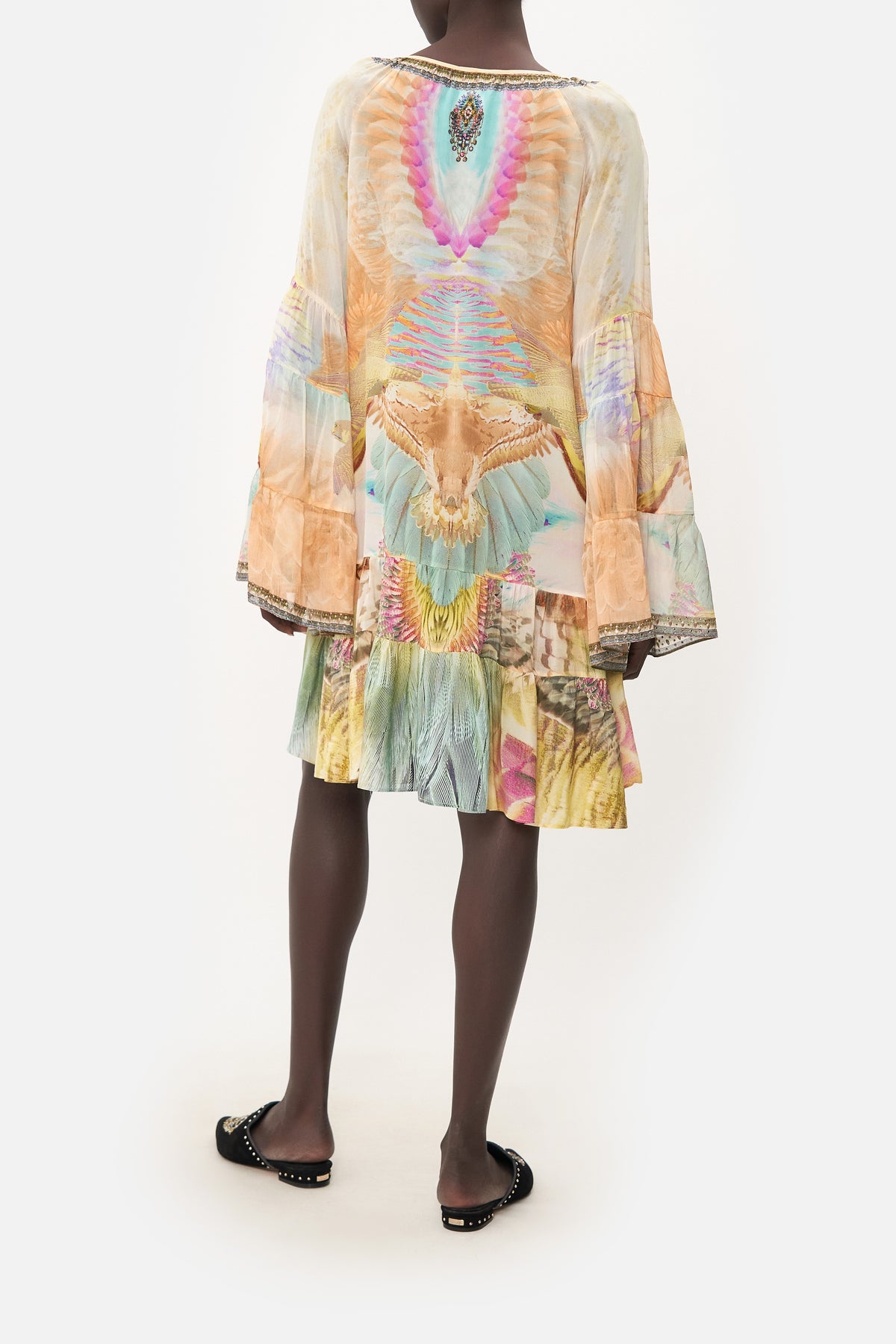 A-LINE GATHERED PANEL DRESS TAKE FLIGHT