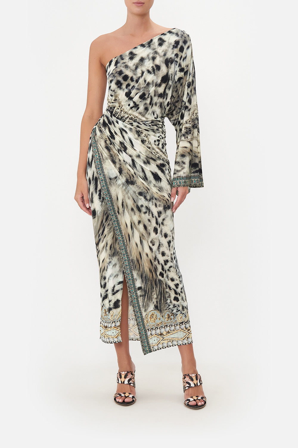 ONE SHOULDER JERSEY DRESS SNOW WHISPERS