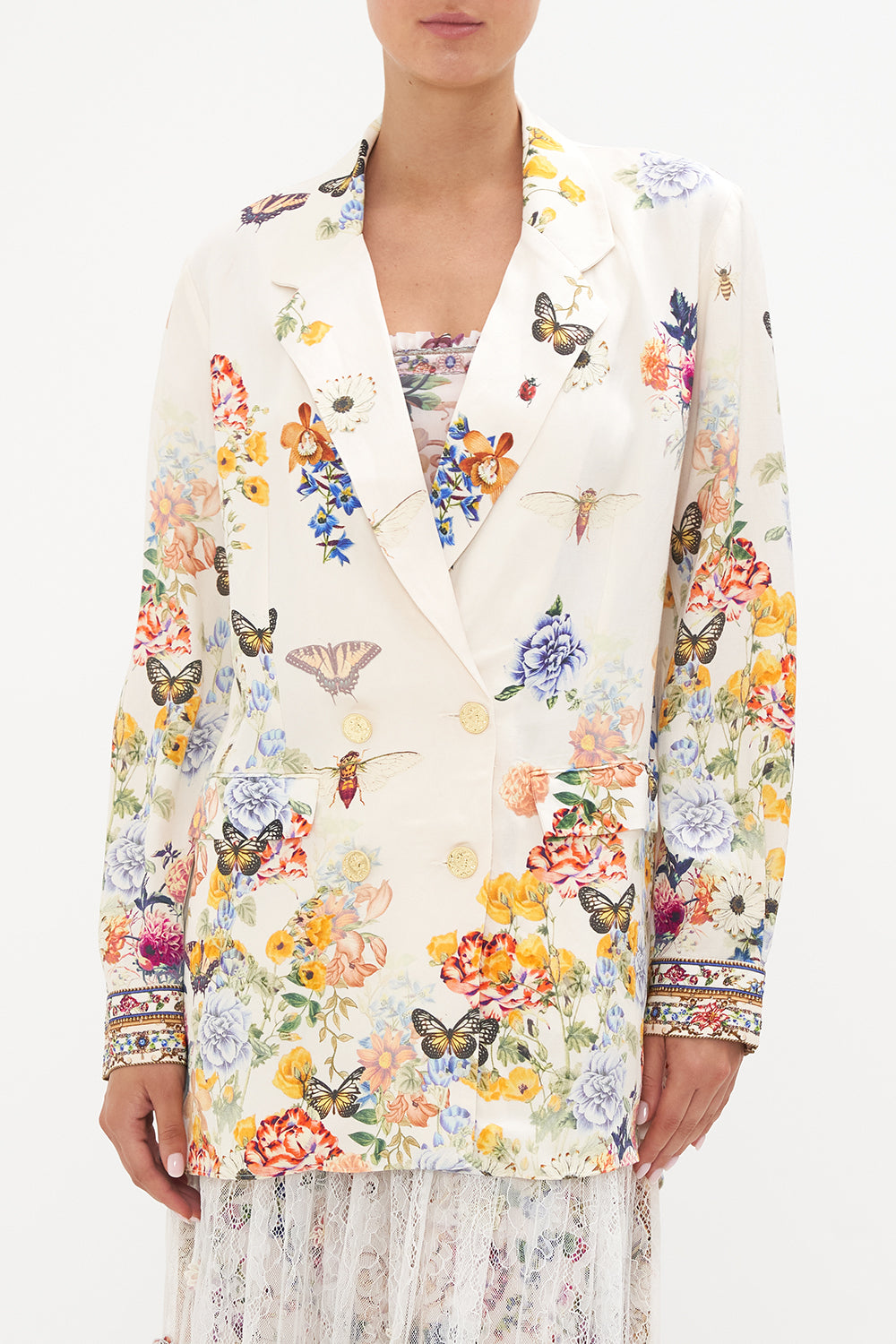 DOUBLE BREASTED SOFT JACKET QUEENS BEE HIVE