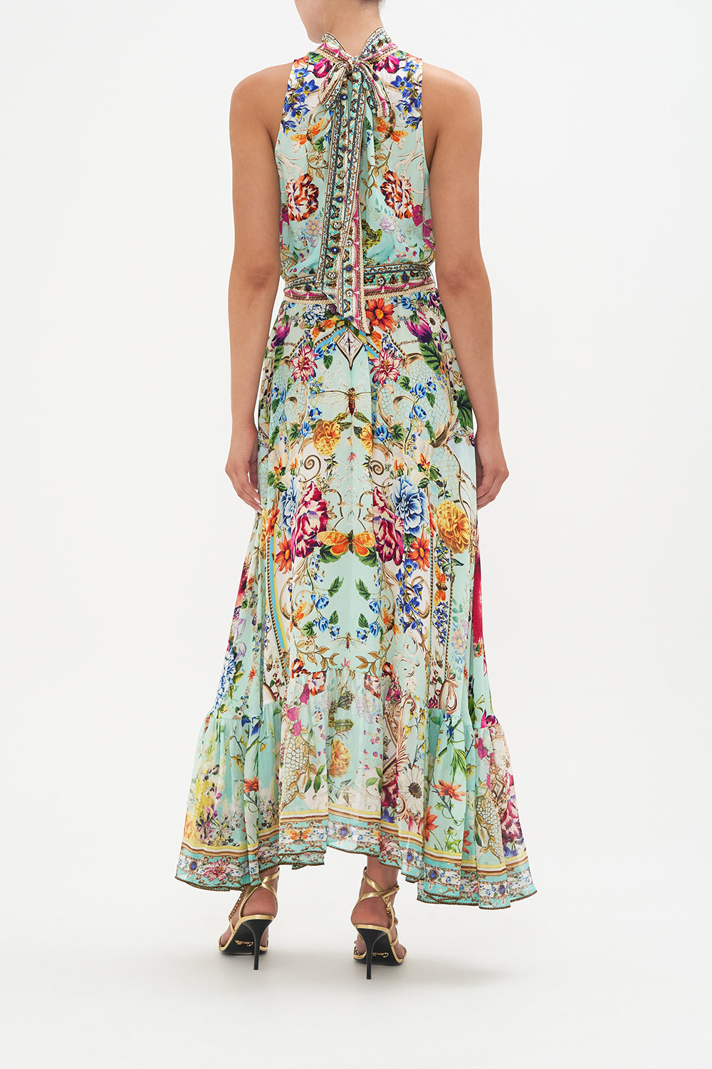 NECKTIE DRESS WITH ELASTICATED WAIST HONEY HONEY