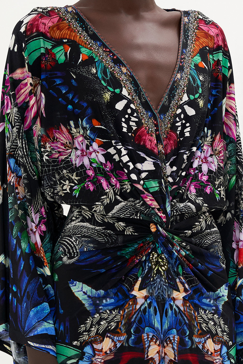 LONG SPLIT FRONT TWIST DRESS FLUTTER BY