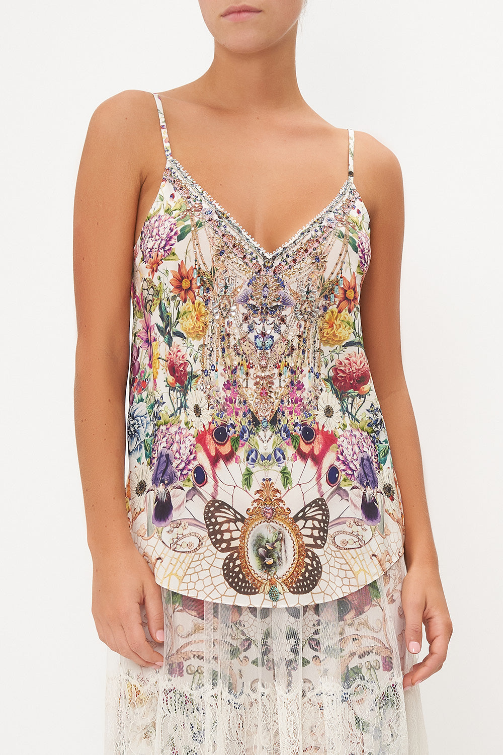 V-NECK BIAS CAMI QUEENS BEE HIVE