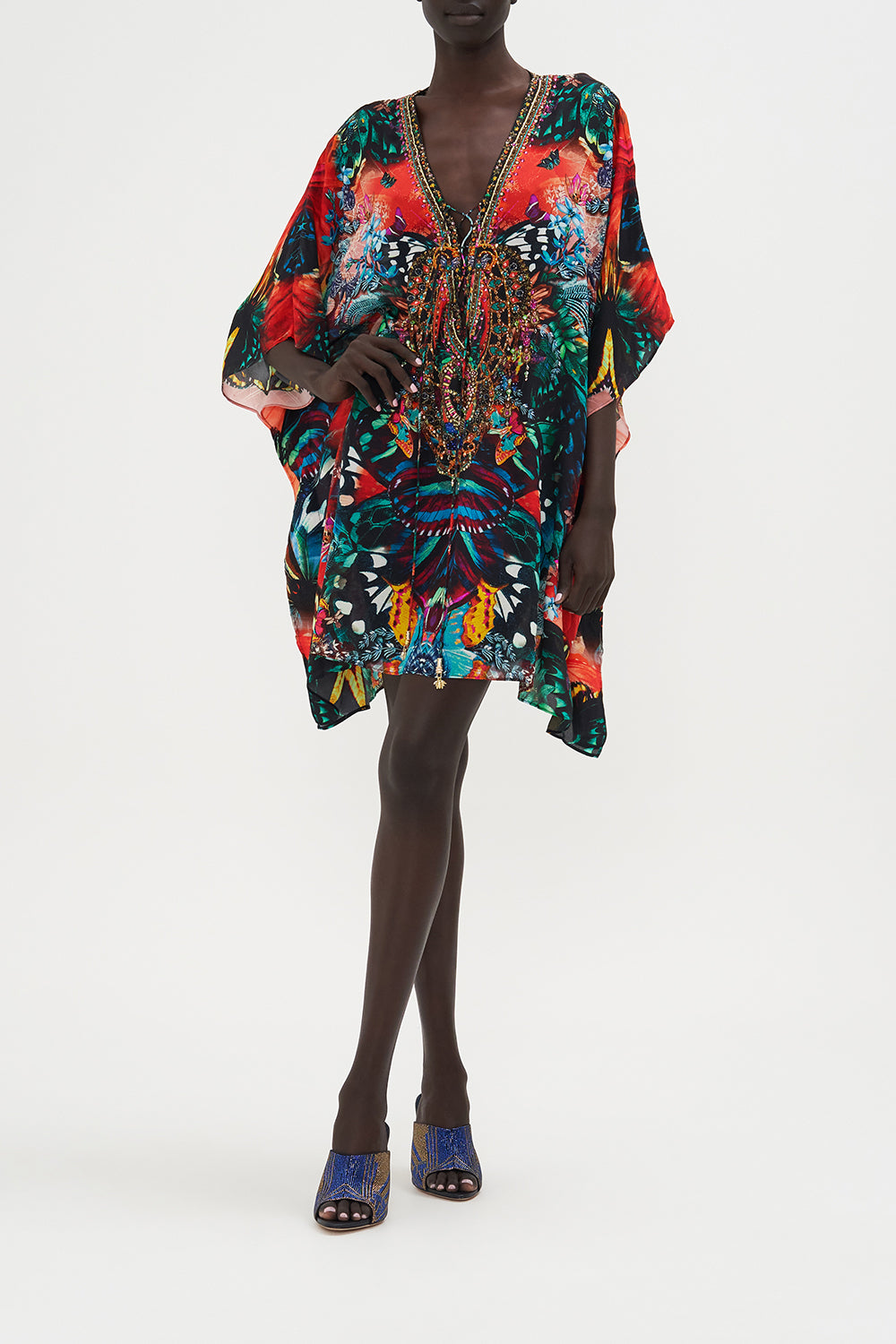 SHORT LACE UP KAFTAN IN A FLUTTER