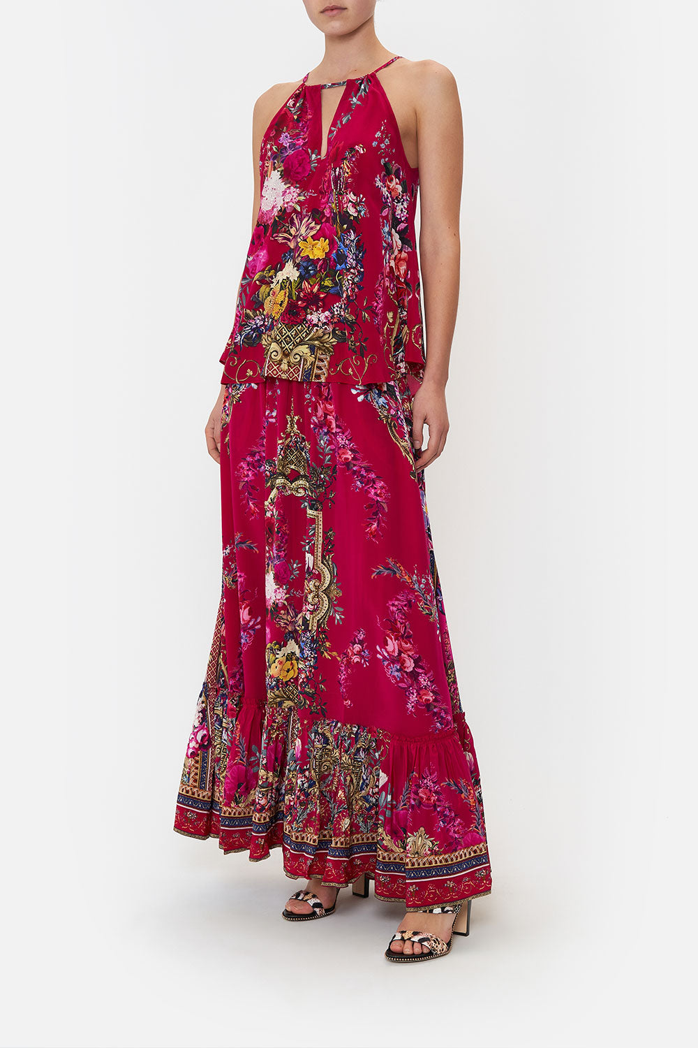 FLARED CAMI WITH NECK TIE BOHEME BLOOMS