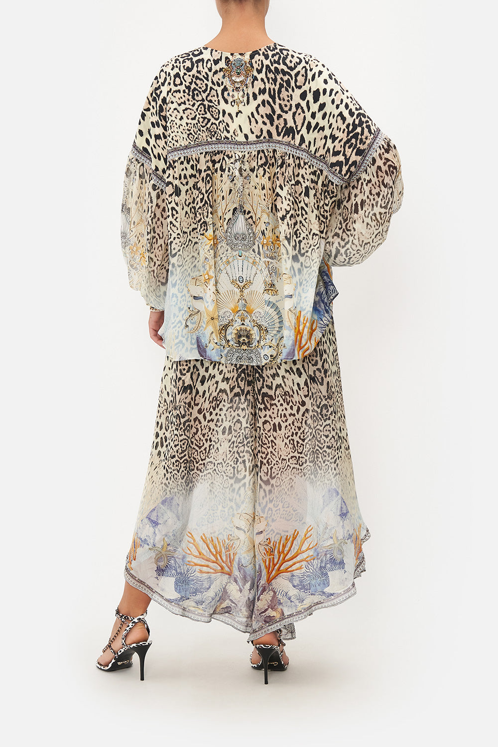 BLOUSON BLOUSE WITH NECK TIE SEAHORSE SONNET