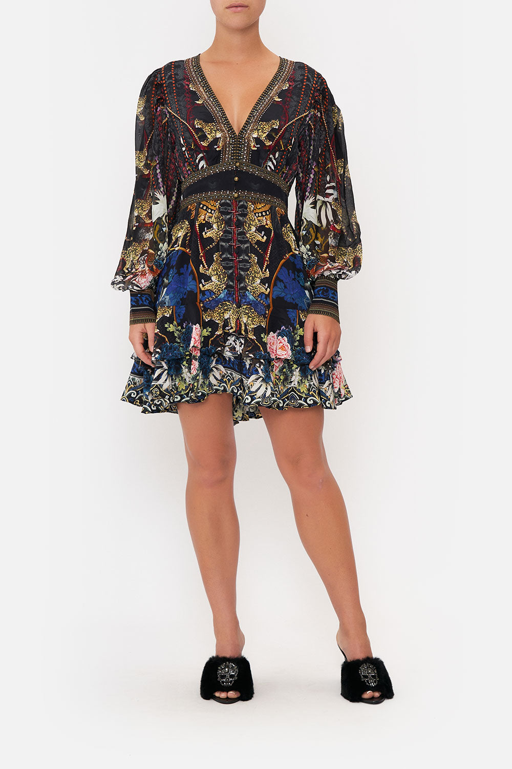 BUTTON FRONT FRILL DRESS HOLLYWOOD HEIST