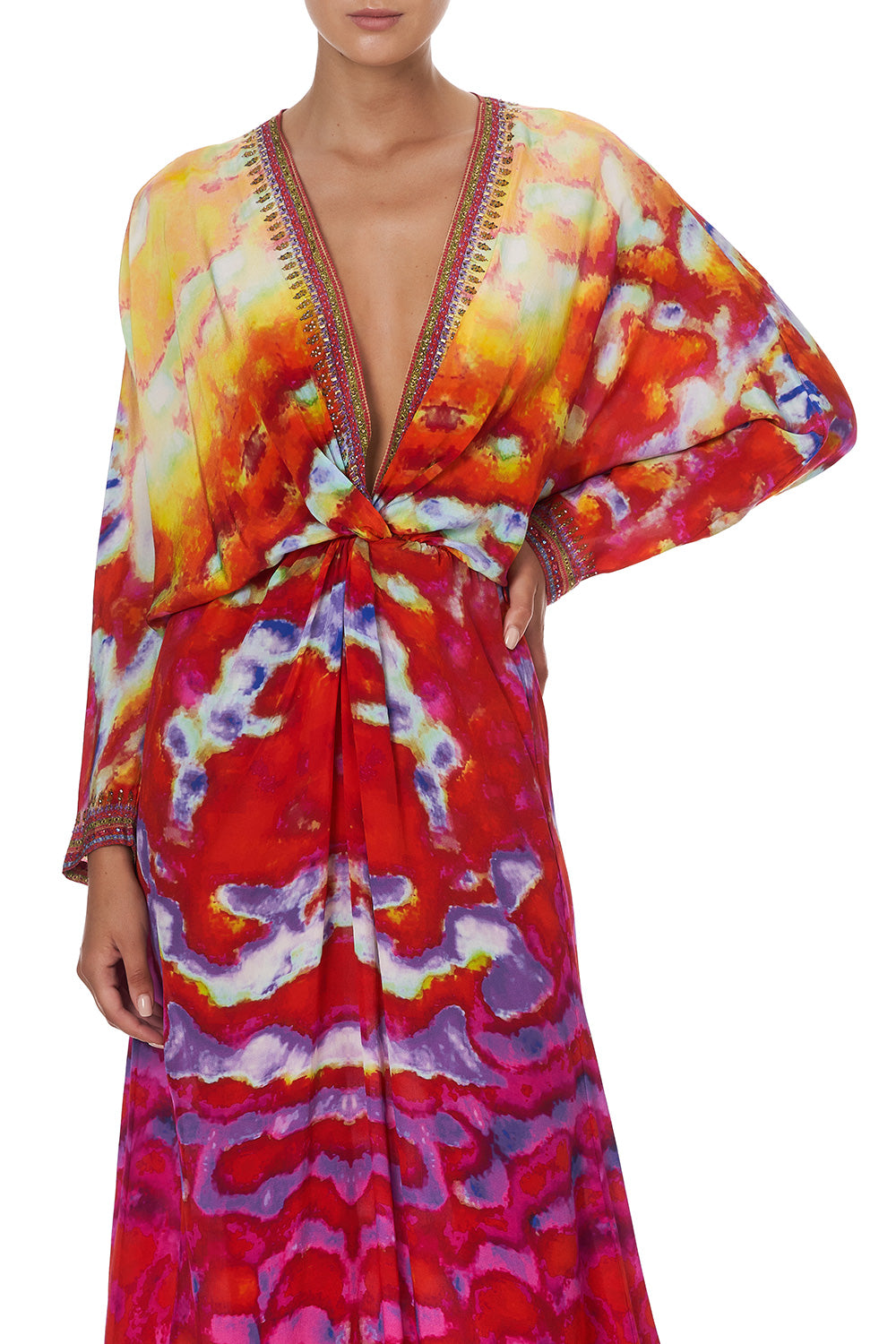 TWIST FRONT BATWING DRESS BANSHEE BECKONS