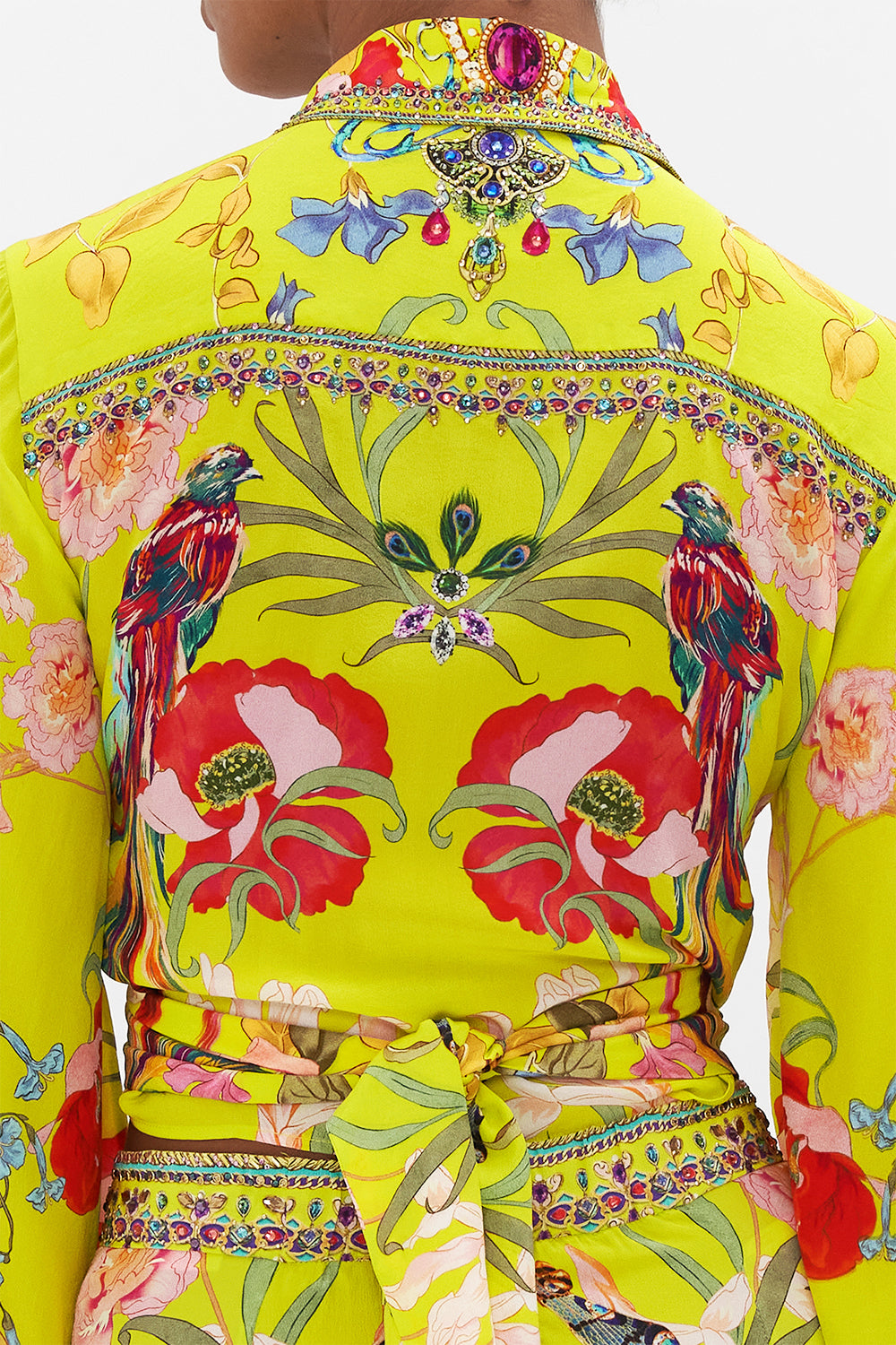 CROPPED WRAP SHIRT PEACOCK PROUD