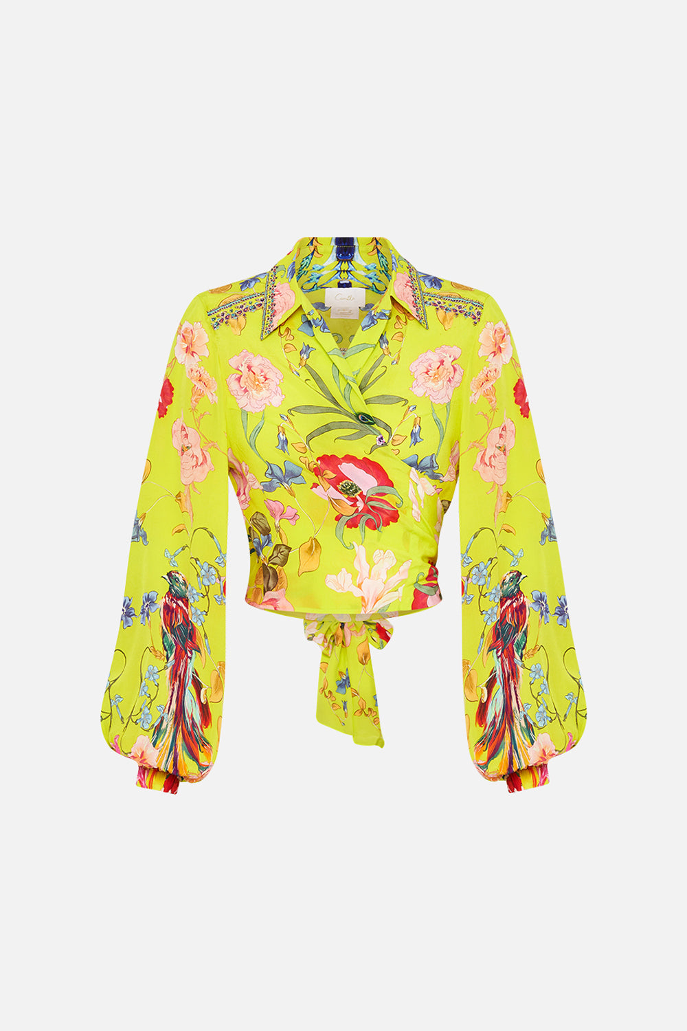 CROPPED WRAP SHIRT PEACOCK PROUD