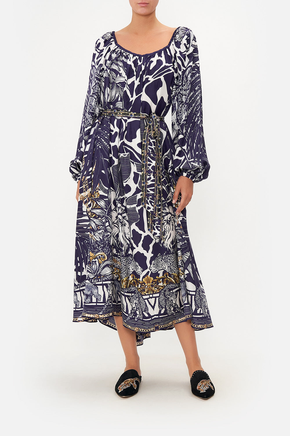 GATHERED FLARED DRESS WHERES YOUR HEAD AT