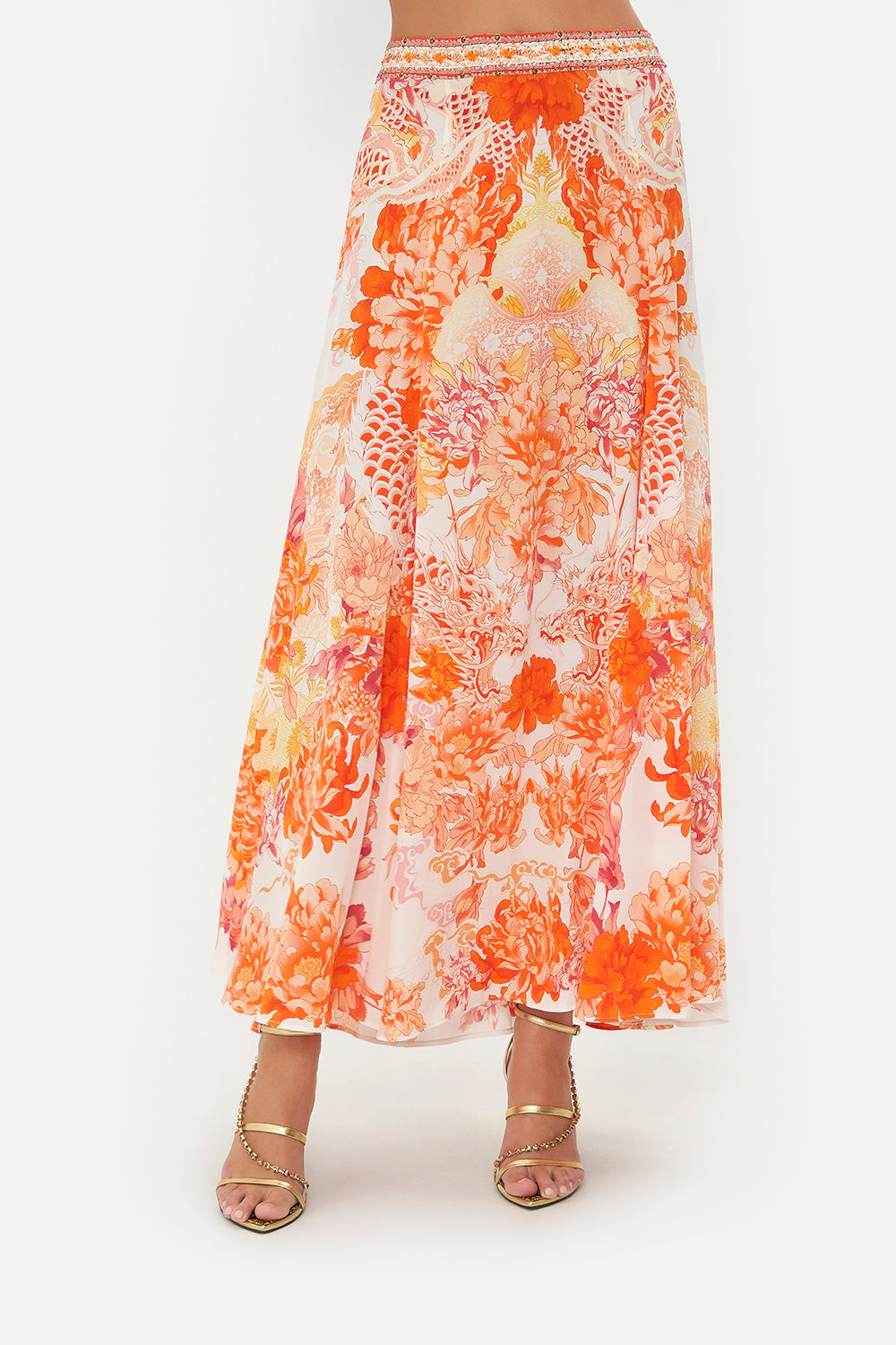 PANELLED FLARED LONG SKIRT DRAGON MOTHER