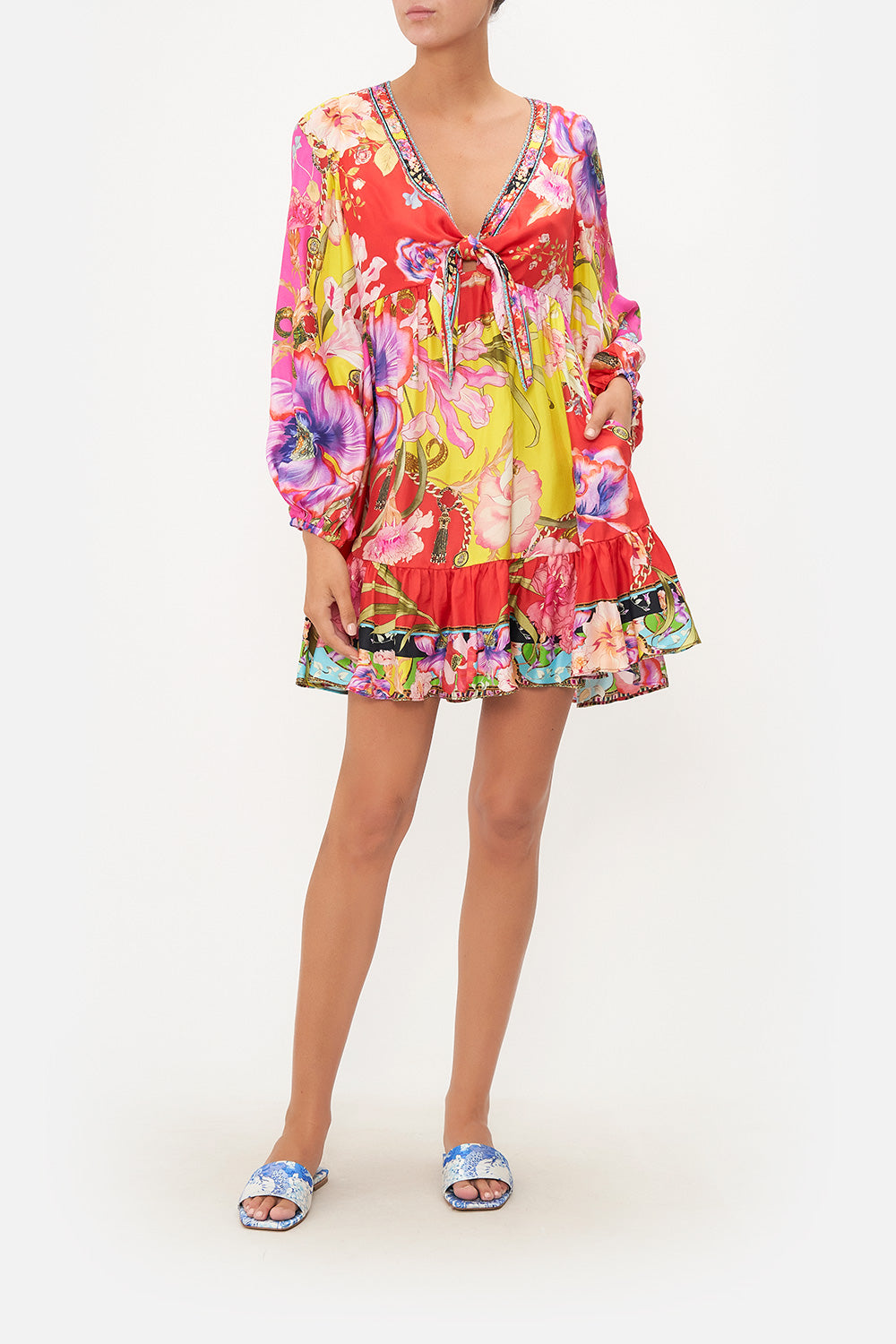 SHORT TIE FRONT BLOUSON DRESS THE BEETLES