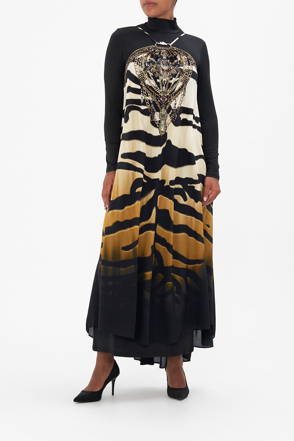 GATHER NECK HALTER MAXI DRESS TAME MY TIGER