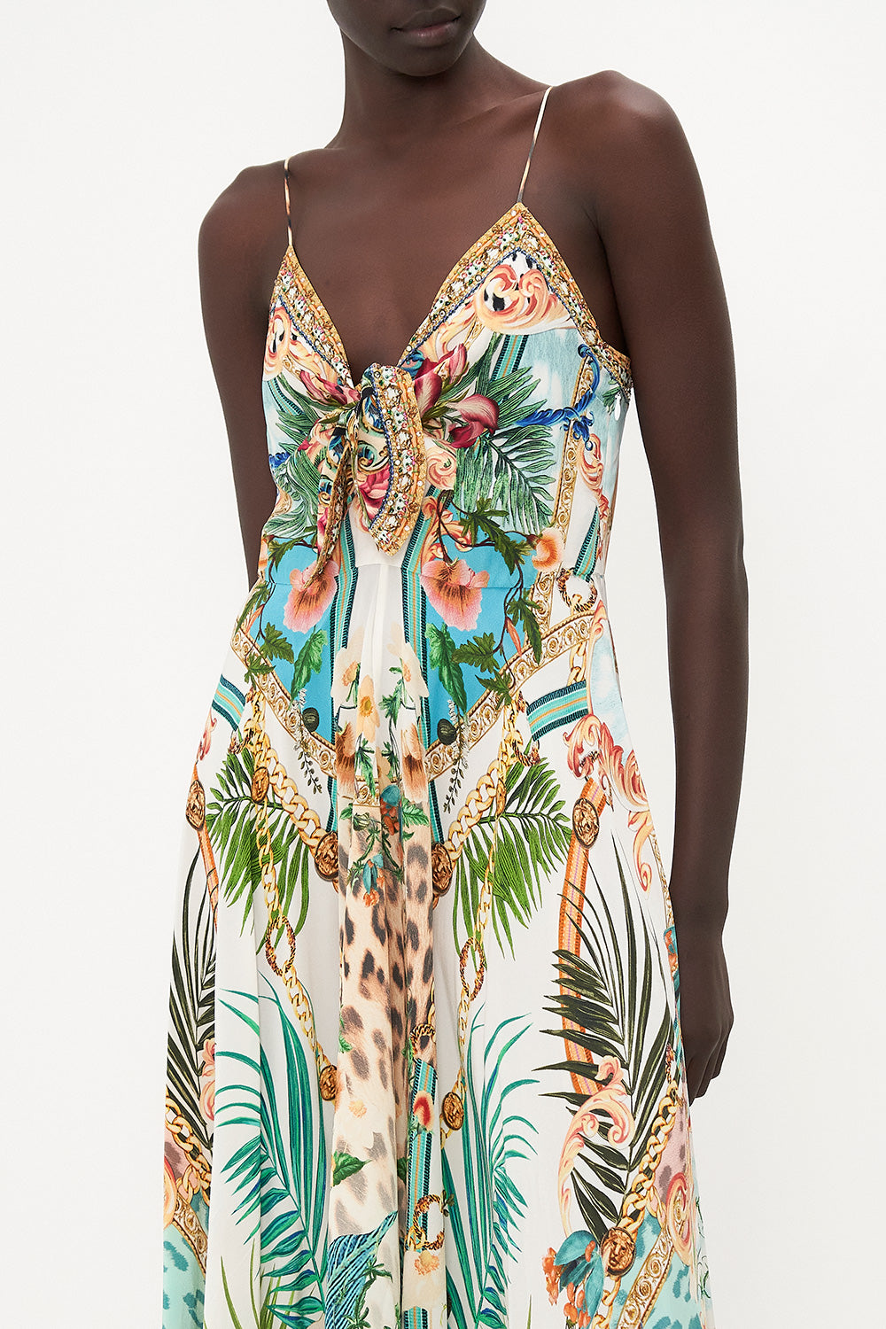 LONG DRESS WITH TIE FRONT ROYALTY LOYALTY