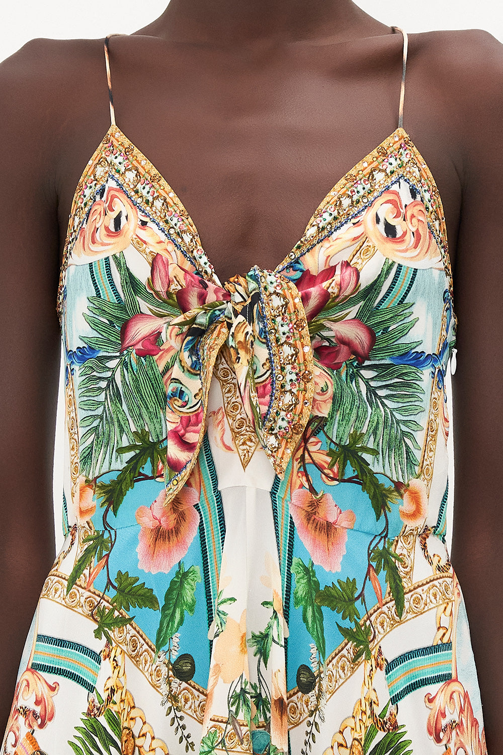 LONG DRESS WITH TIE FRONT ROYALTY LOYALTY