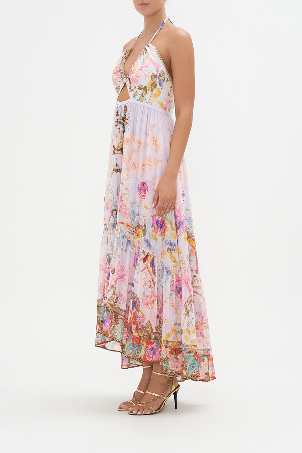 GATHERED V FRONT CUT OUT DRESS NATURES KALEIDOSCOPE