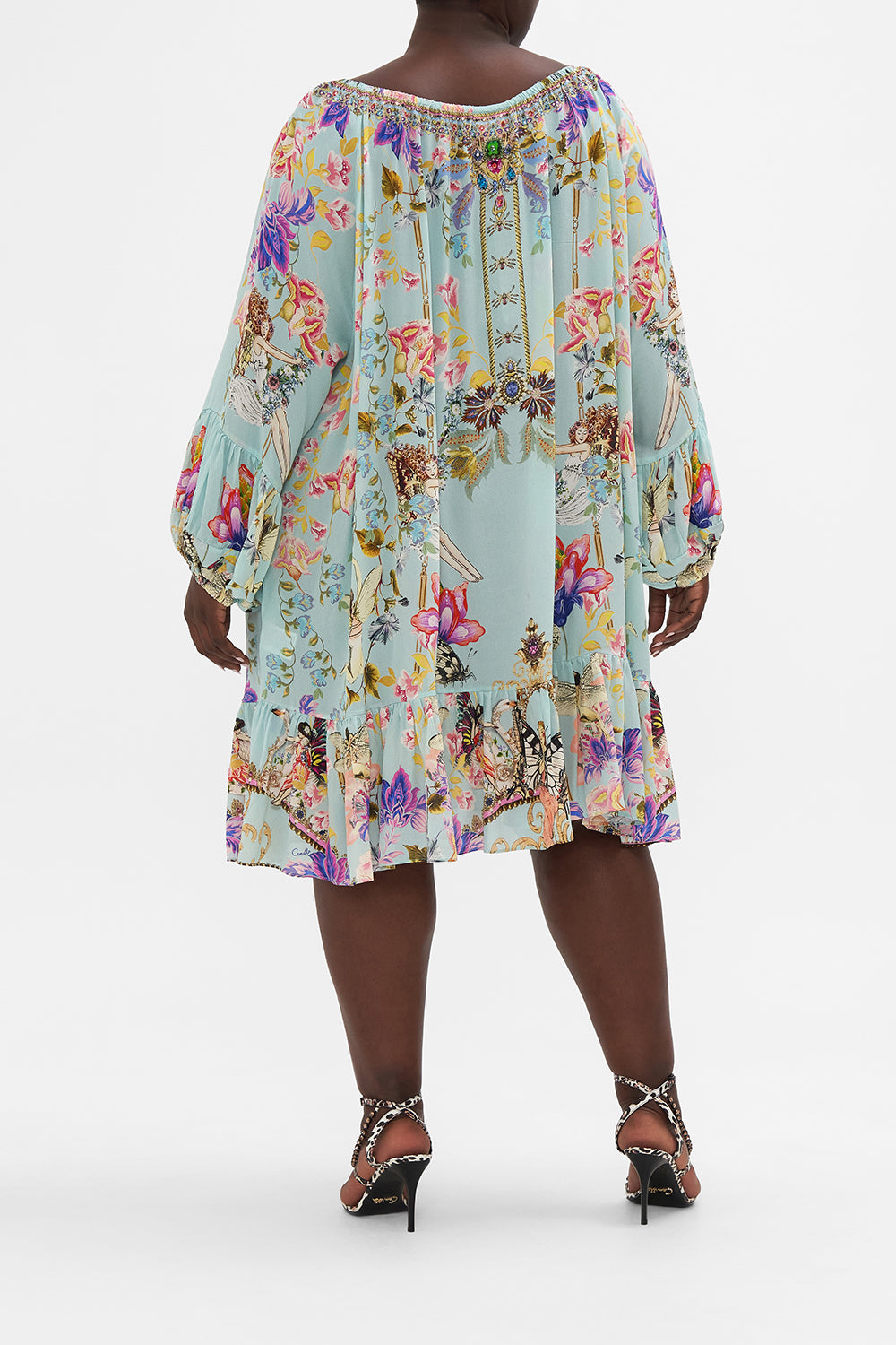 BLOUSON SLEEVE A LINE FRILL DRESS LOVE WEB