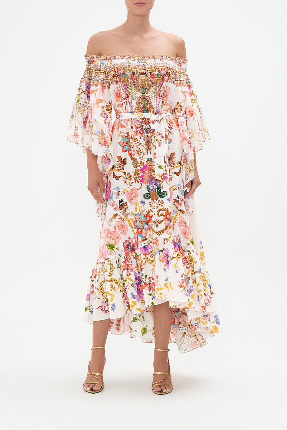 HIGH LOW HEM OFF SHOULDER DRESS SPIDER GIRL