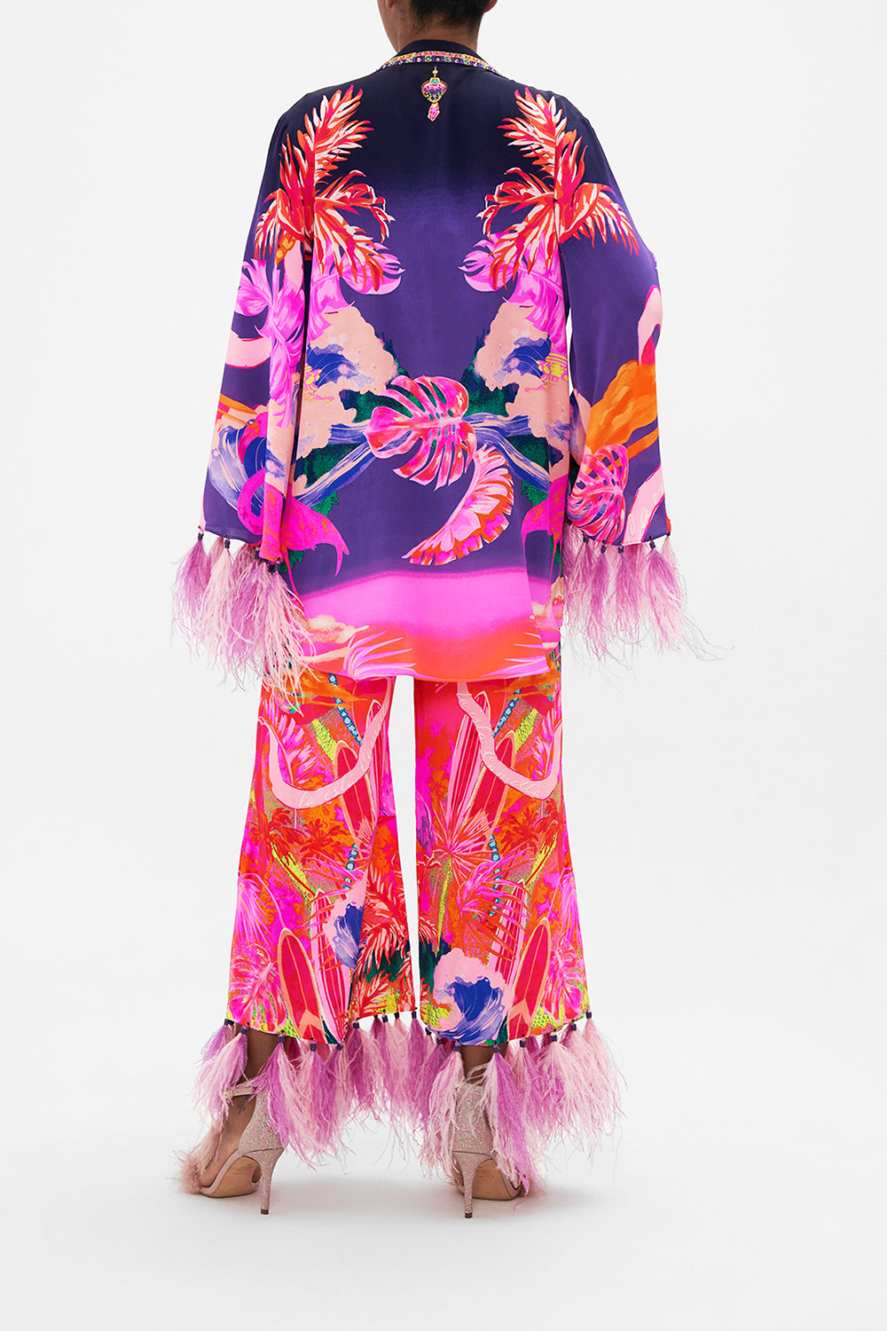 FLARED SLEEVE DOUBLE BREASTED JACKET FLIGHT OF THE FLAMINGO