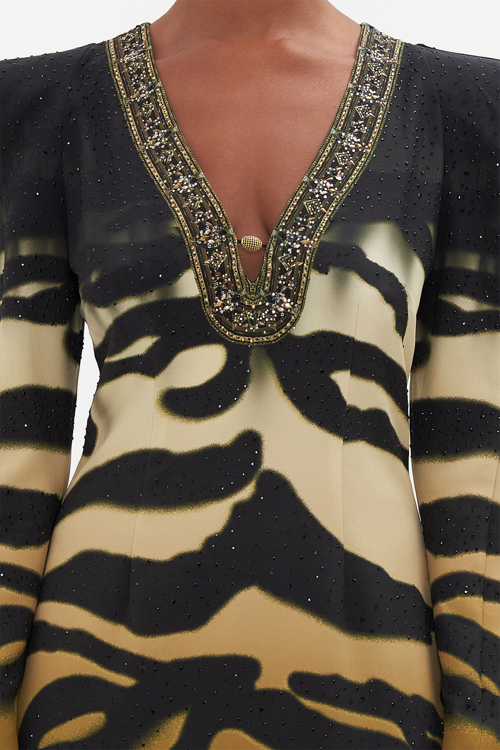 SHOULDER PAD LONG SLEEVE DRESS TAME MY TIGER