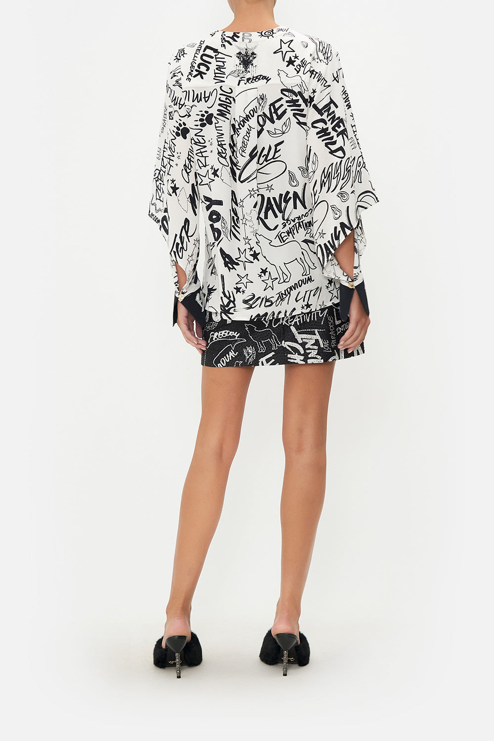 DRAPED OPEN SLEEVE BLOUSE CREATURE FEATURE