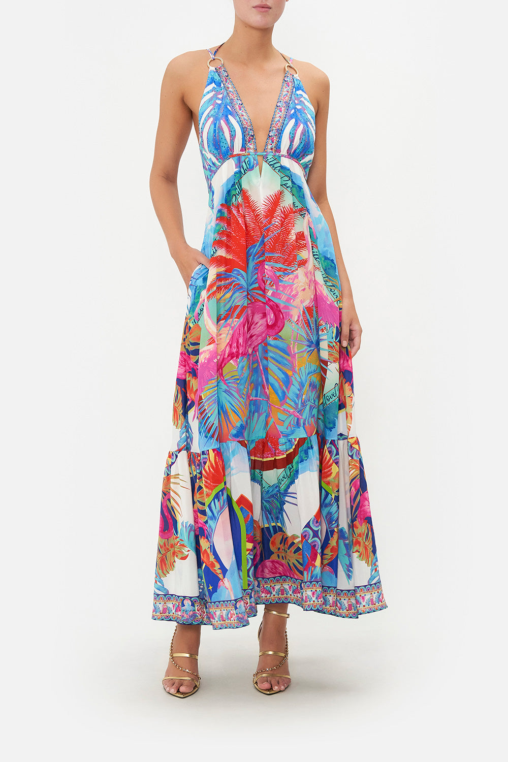 TIERED DRESS WITH HARDWARE FLAMENCO FLAMINGO