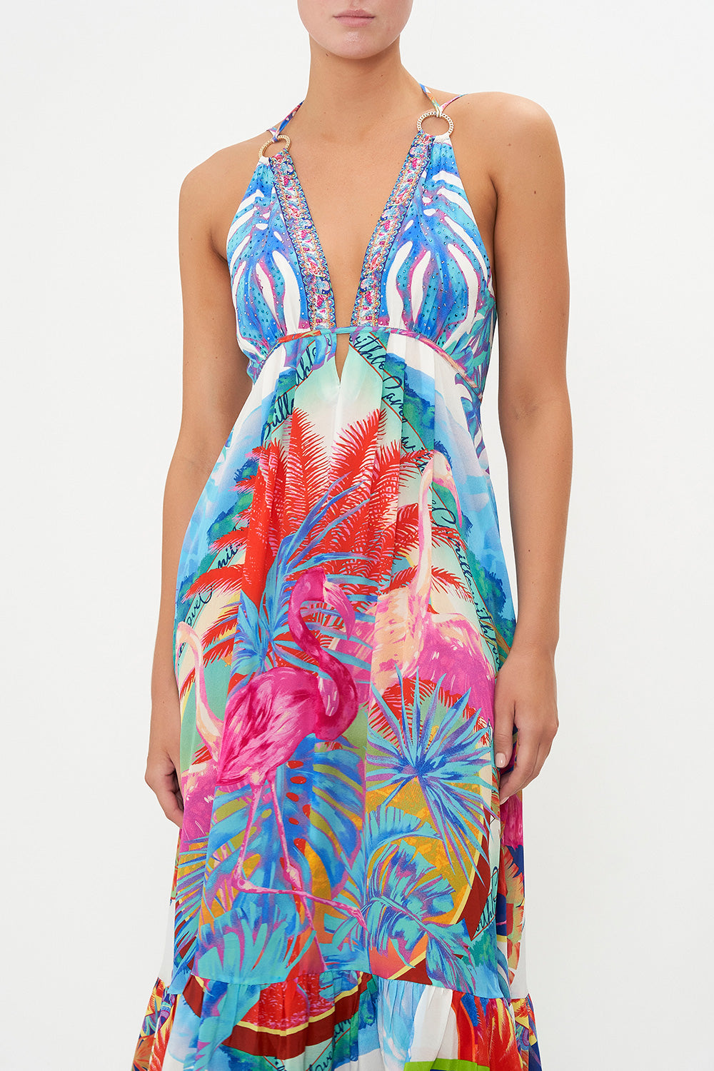 TIERED DRESS WITH HARDWARE FLAMENCO FLAMINGO