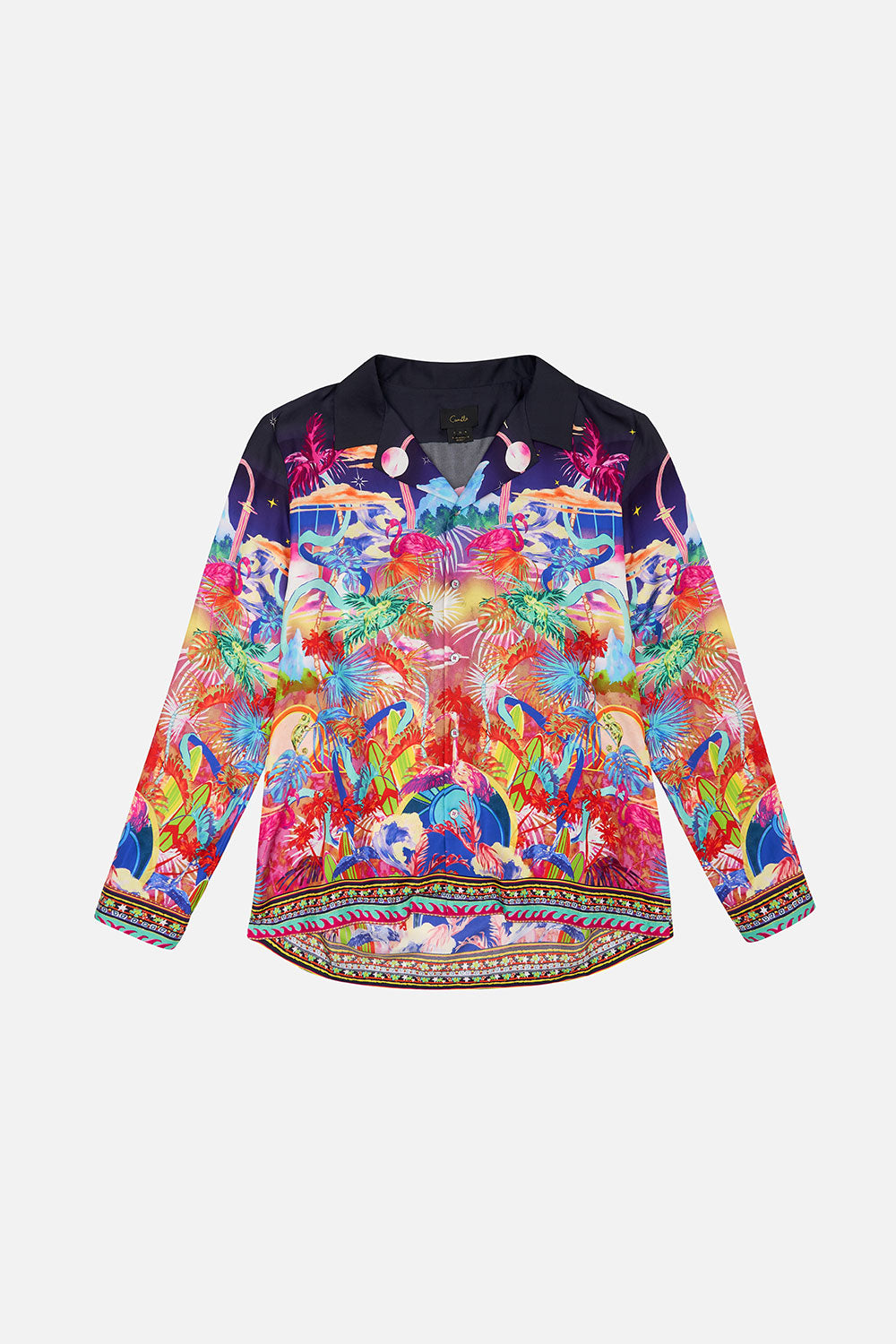 LONG SLEEVE CAMP COLLARED SHIRT FLIGHT OF THE FLAMINGO