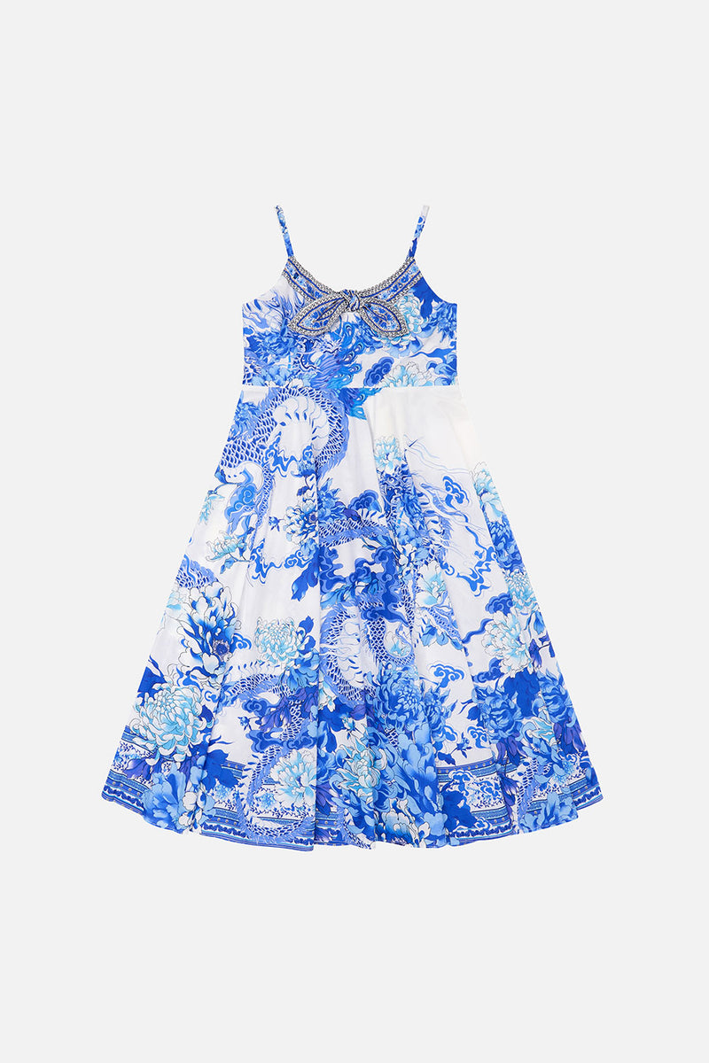 KIDS TIE FRONT MAXI DRESS 12-14 SEAHORSE SONNET