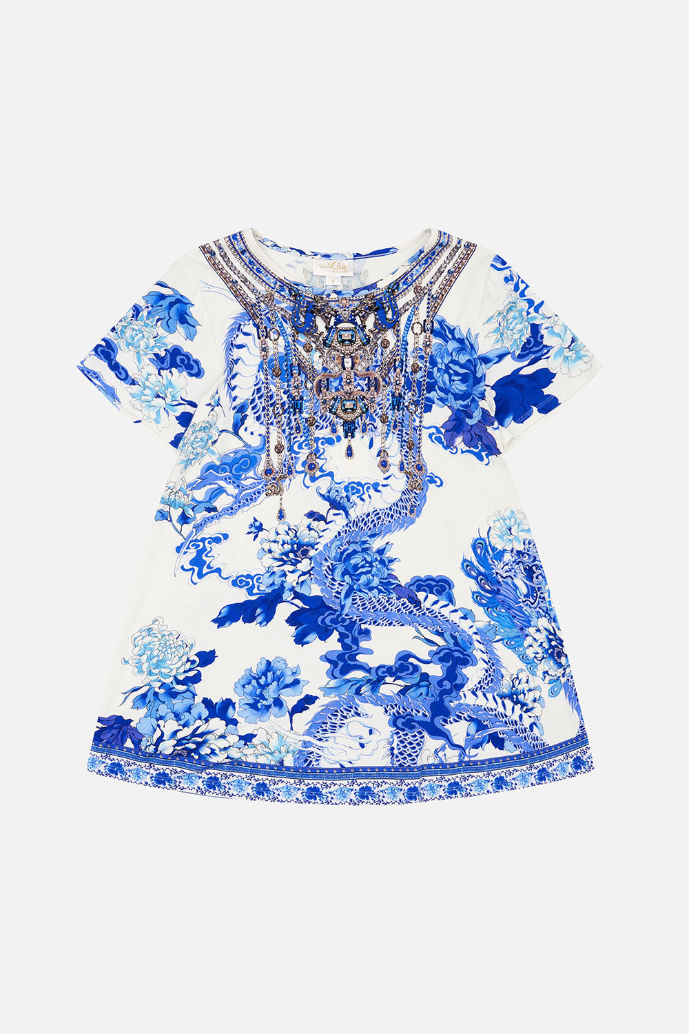 KIDS T-SHIRT DRESS WITH FLARE HEM 4-10 HEART OF A DRAGON