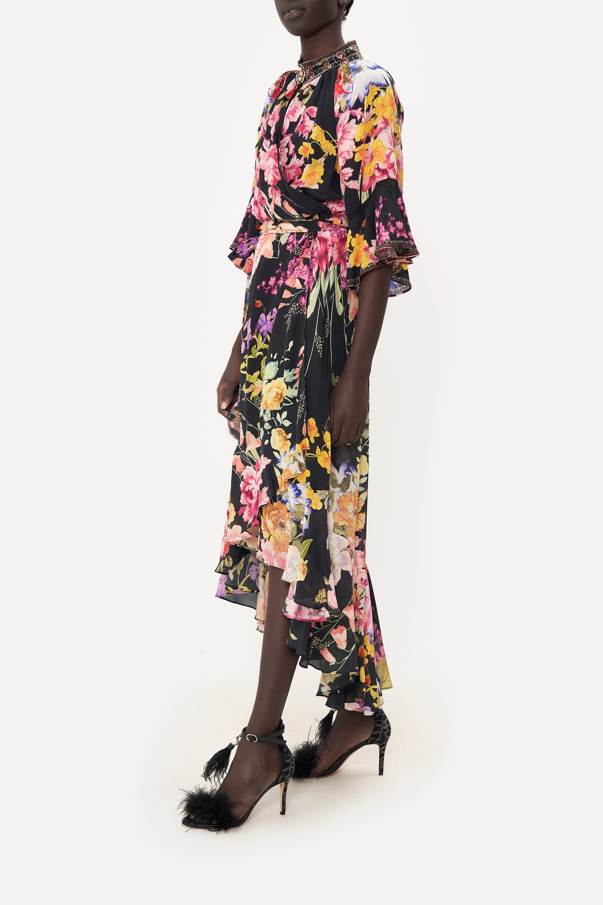 MIDI WRAP DRESS WITH RAGLAN SLEEVE LIBERTINE LADY