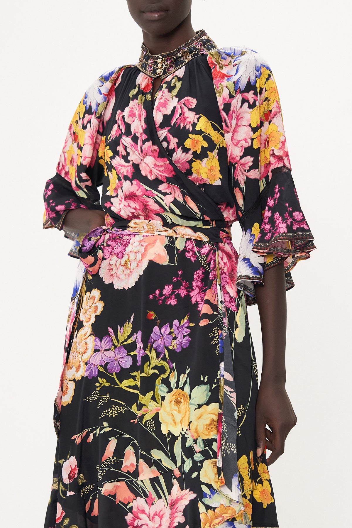 MIDI WRAP DRESS WITH RAGLAN SLEEVE LIBERTINE LADY