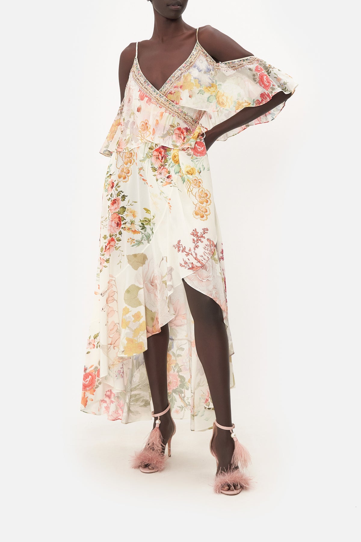 RUFFLE OVERLAYER WRAP DRESS ROMANTIC RITES