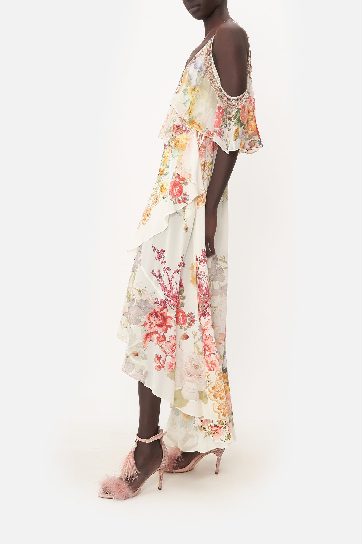 RUFFLE OVERLAYER WRAP DRESS ROMANTIC RITES