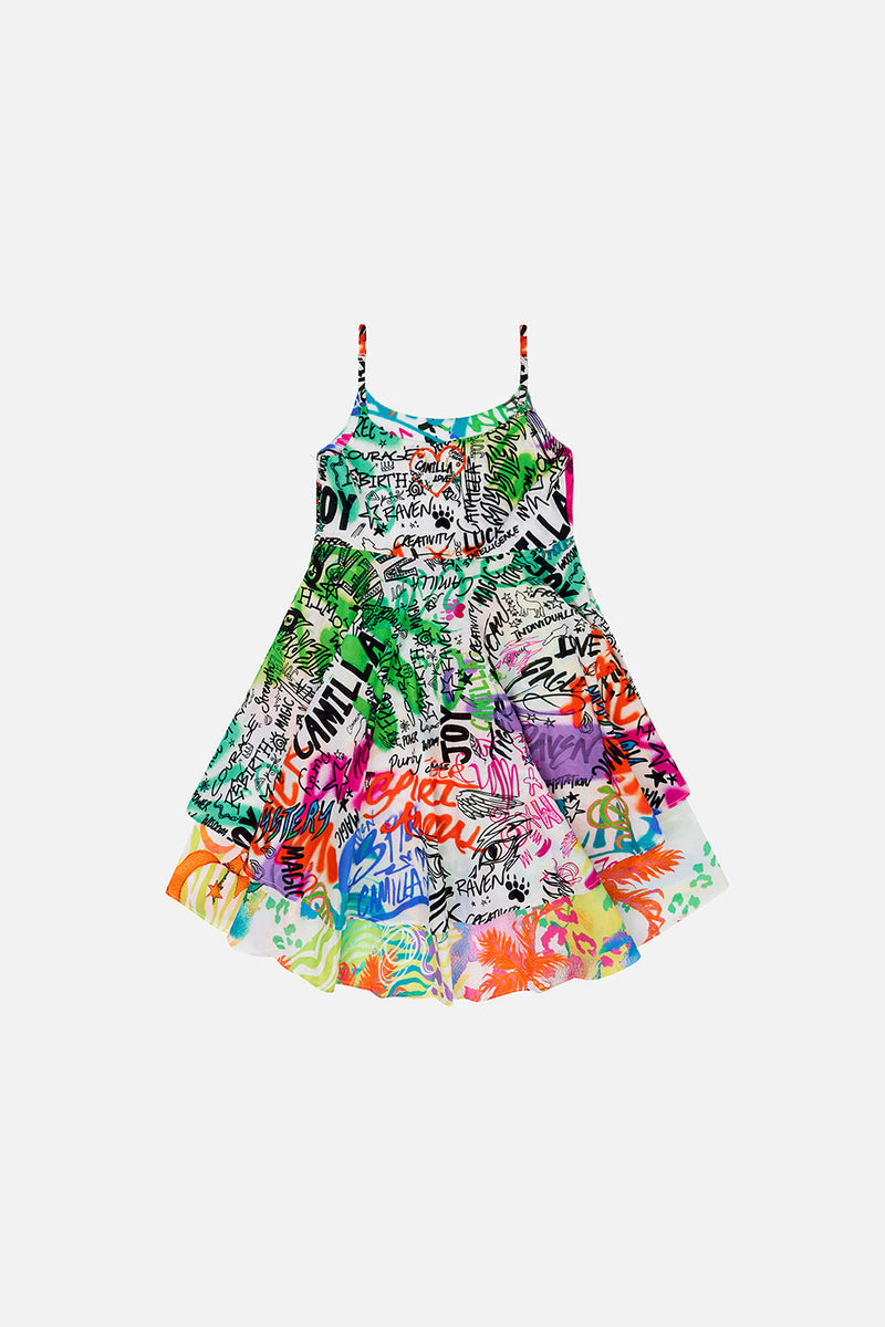 KIDS' ROUND NECK TIERED DRESS 4-10 AN ITALIAN WELCOME main image 1