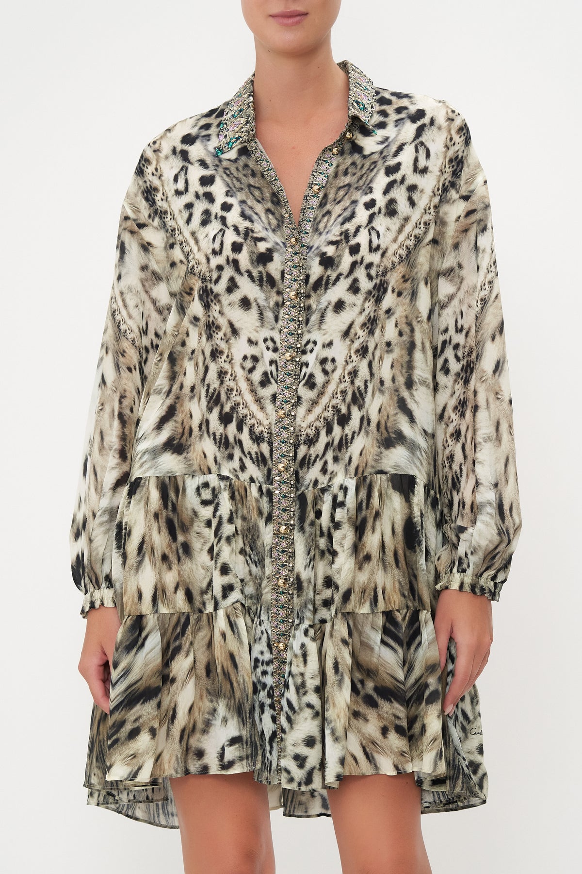 TIERED SHIRT DRESS SNOW WHISPERS