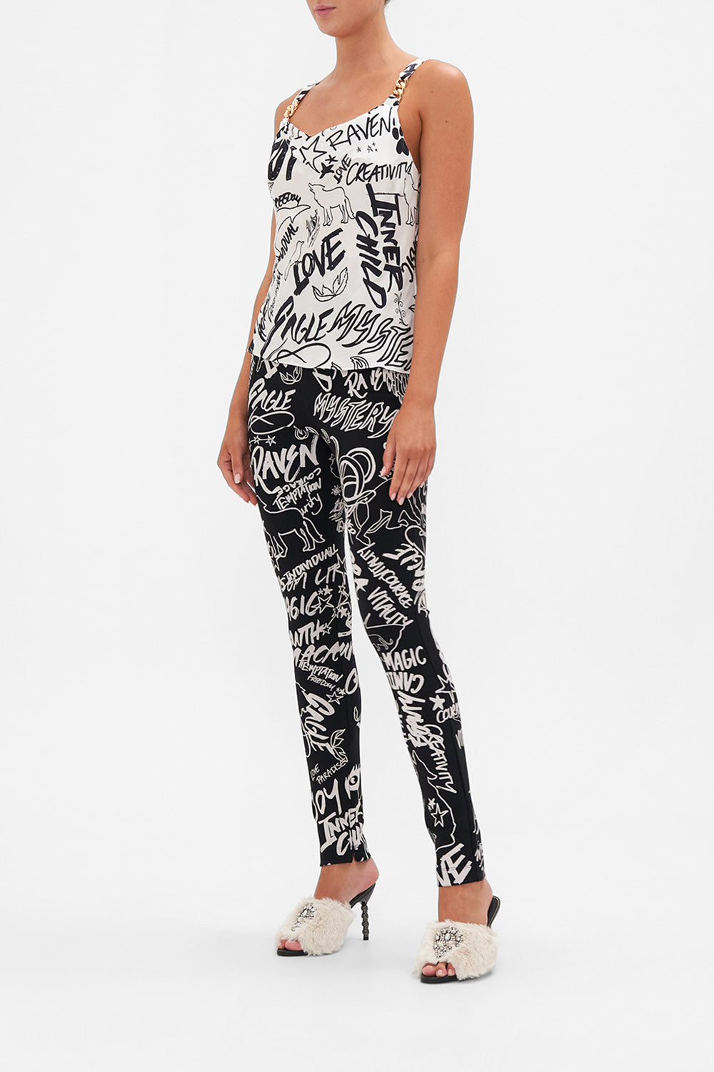 HIGH WAISTED PONTE PANT SPIRIT SCRIBBLE