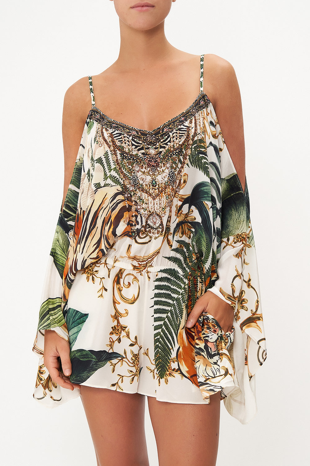 DROP SHOULDER PLAYSUIT TIGER TRAP