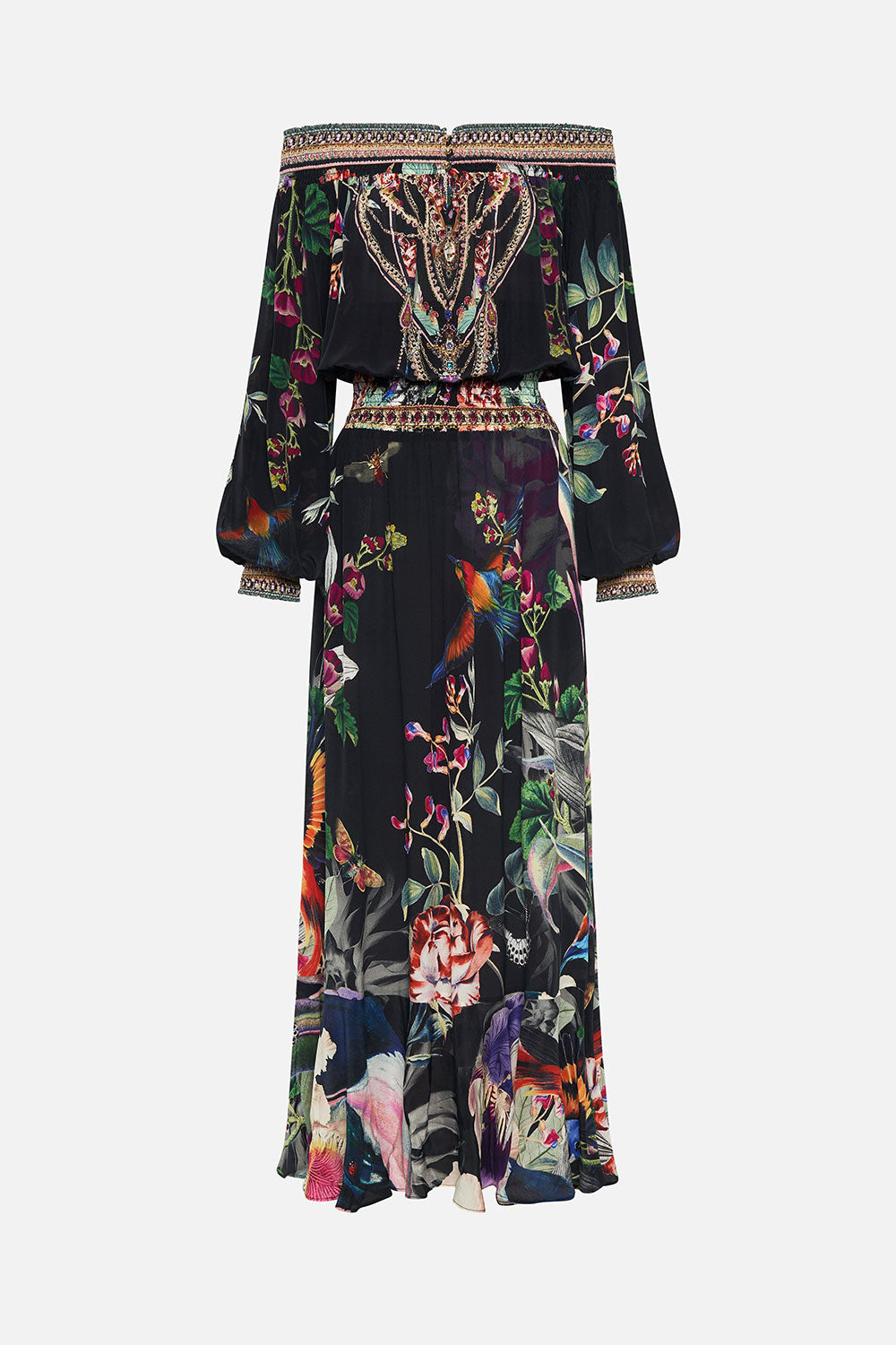 OFF SHOULDER SHIRRED DRESS PARADISO PLACE