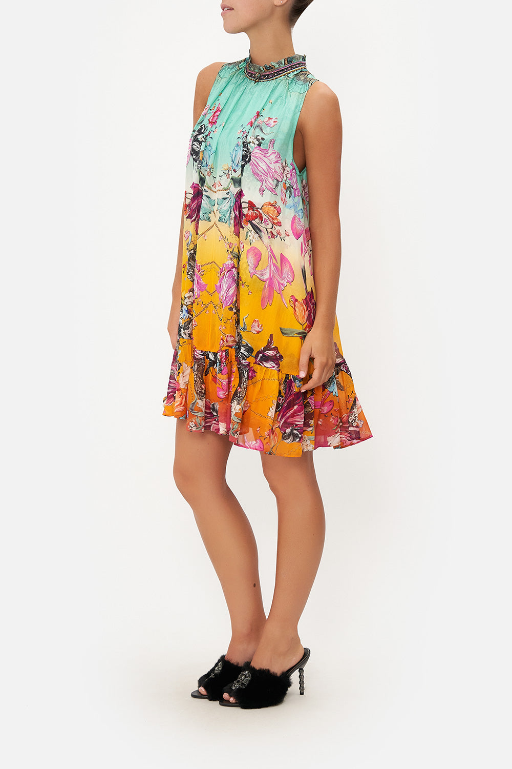 HIGH NECK RUFFLE DRESS VIPER ROOM