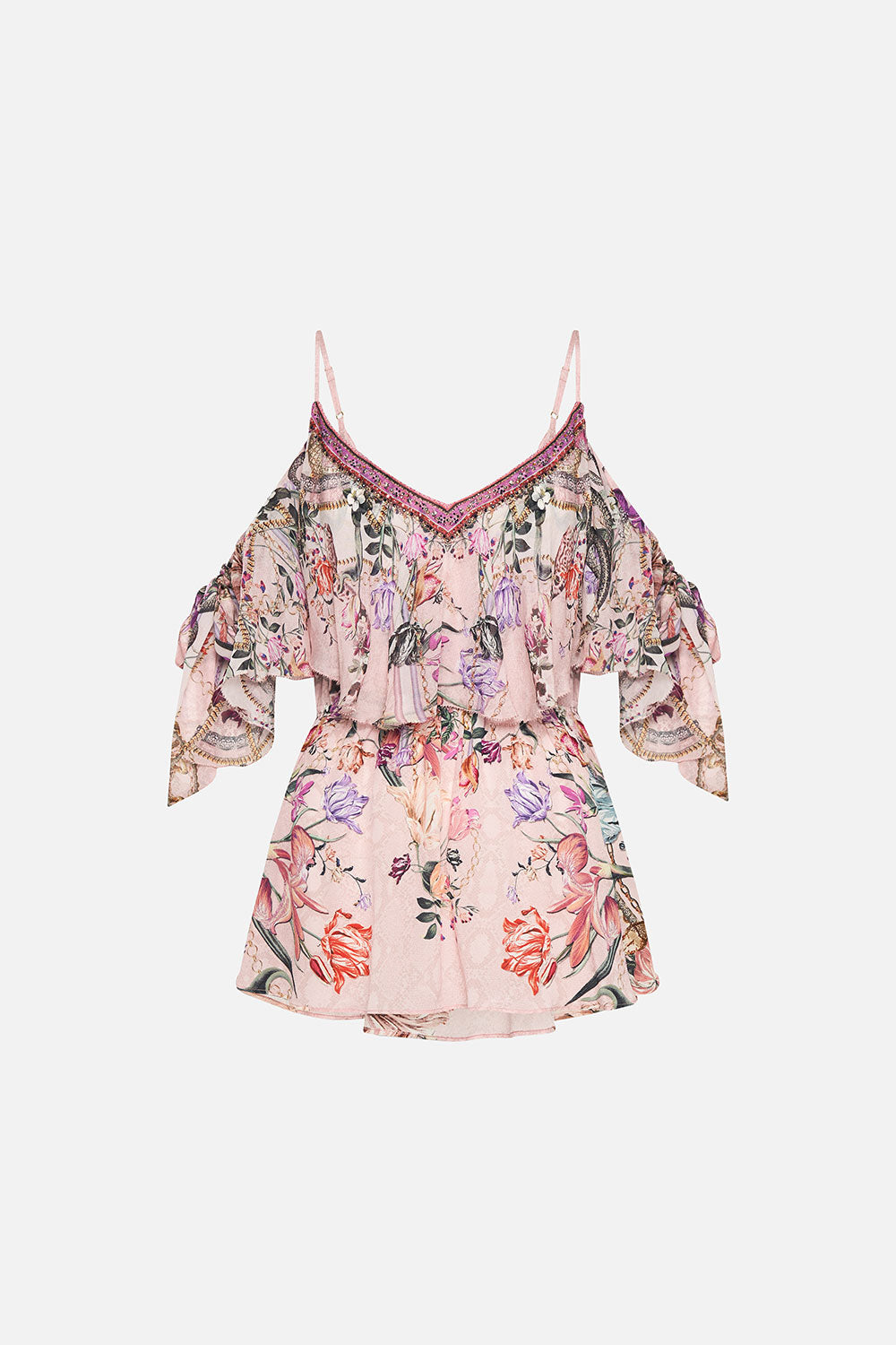 RUFFLE TOP WITH TIE SLEEVE MAD AS A SNAKE