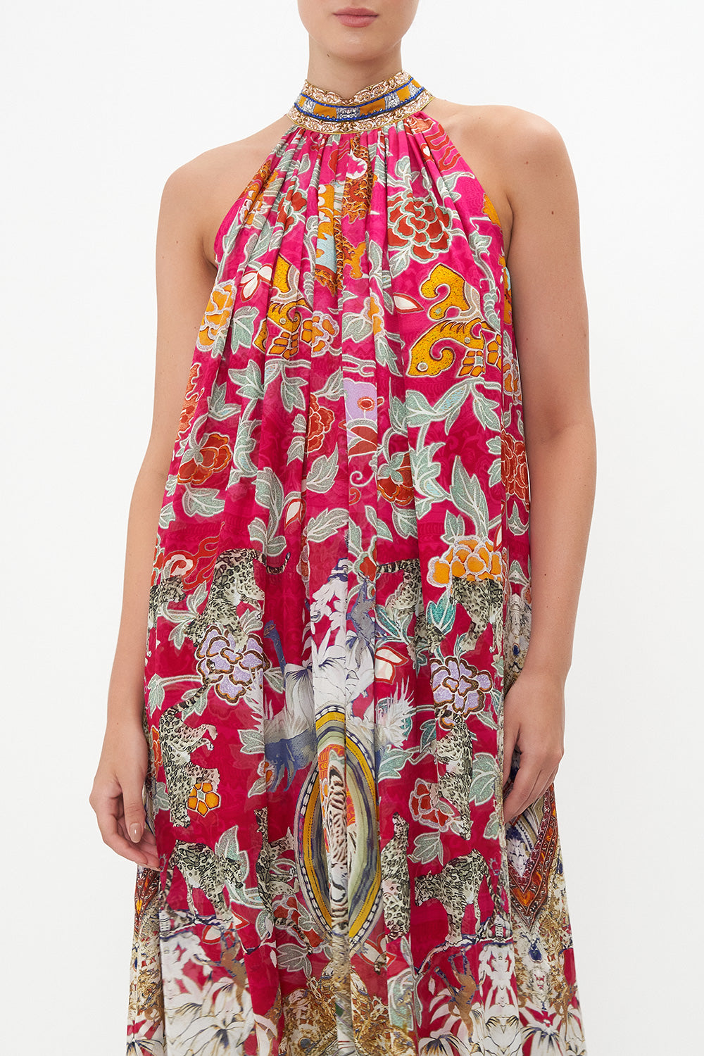 TIE NECK LONG DRESS TASTE OF TWILIGHT