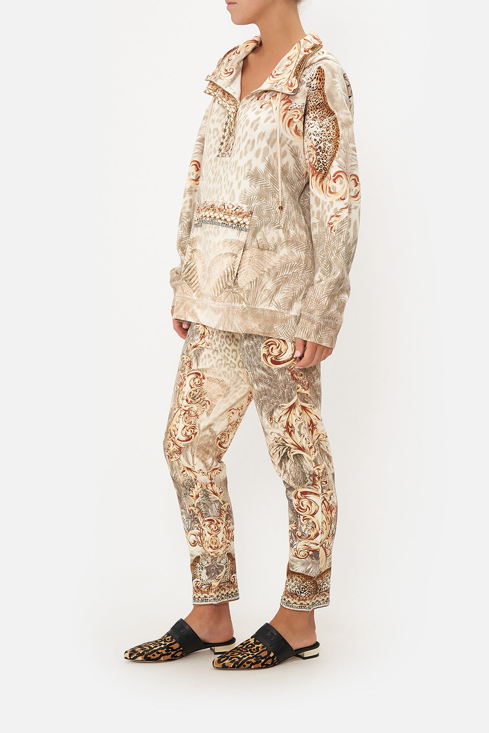 HALF ZIP HOODIE WITH POCKET FLAP PALAZZO PARTY