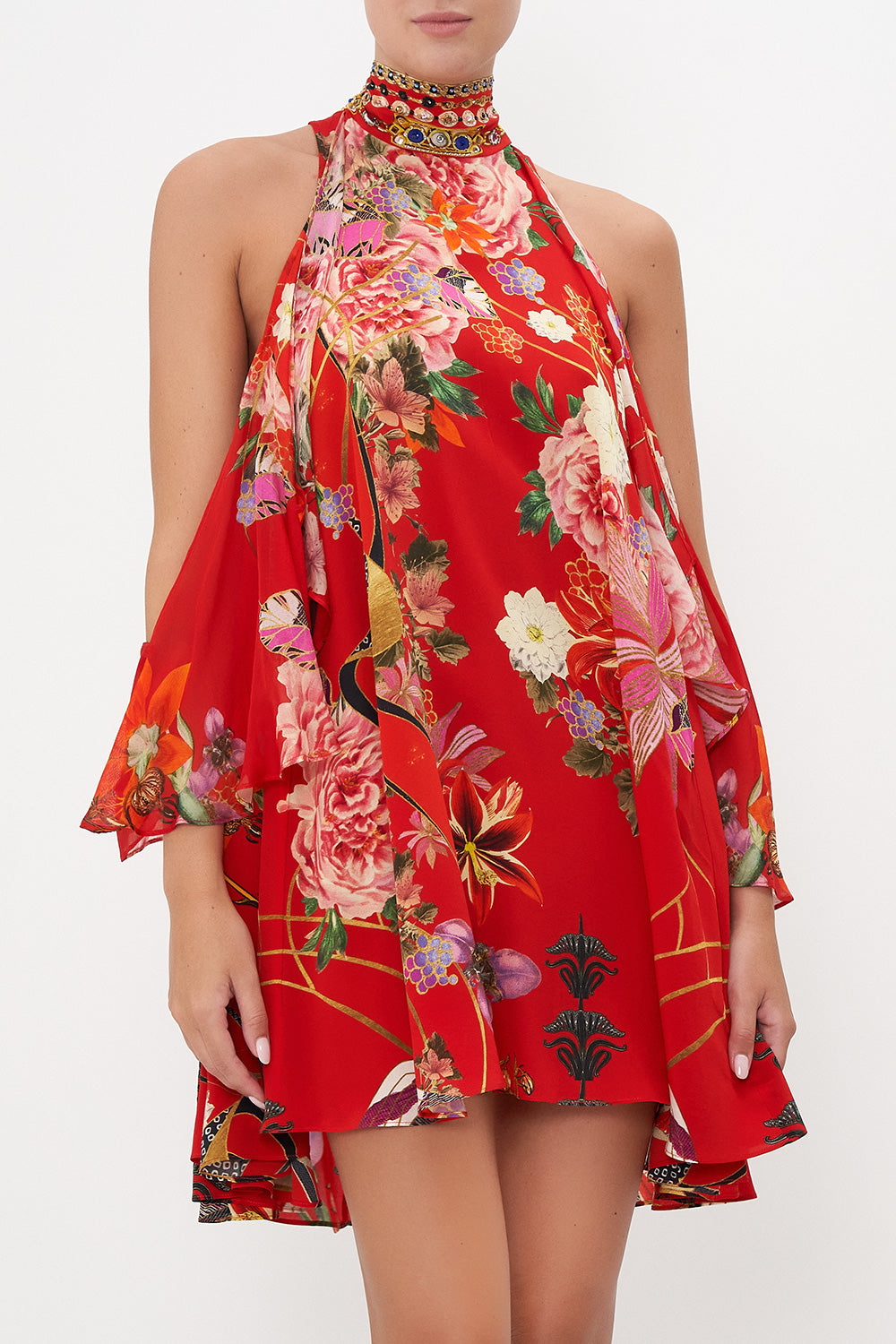 NECK TIE SHORT DRESS THE LEGEND OF ZIBA