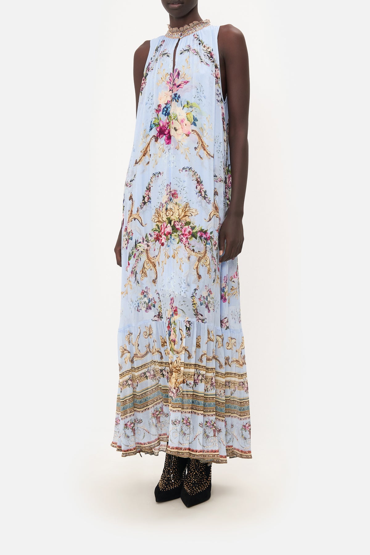 HIGH NECK KEYHOLE DRESS FLORAFUL