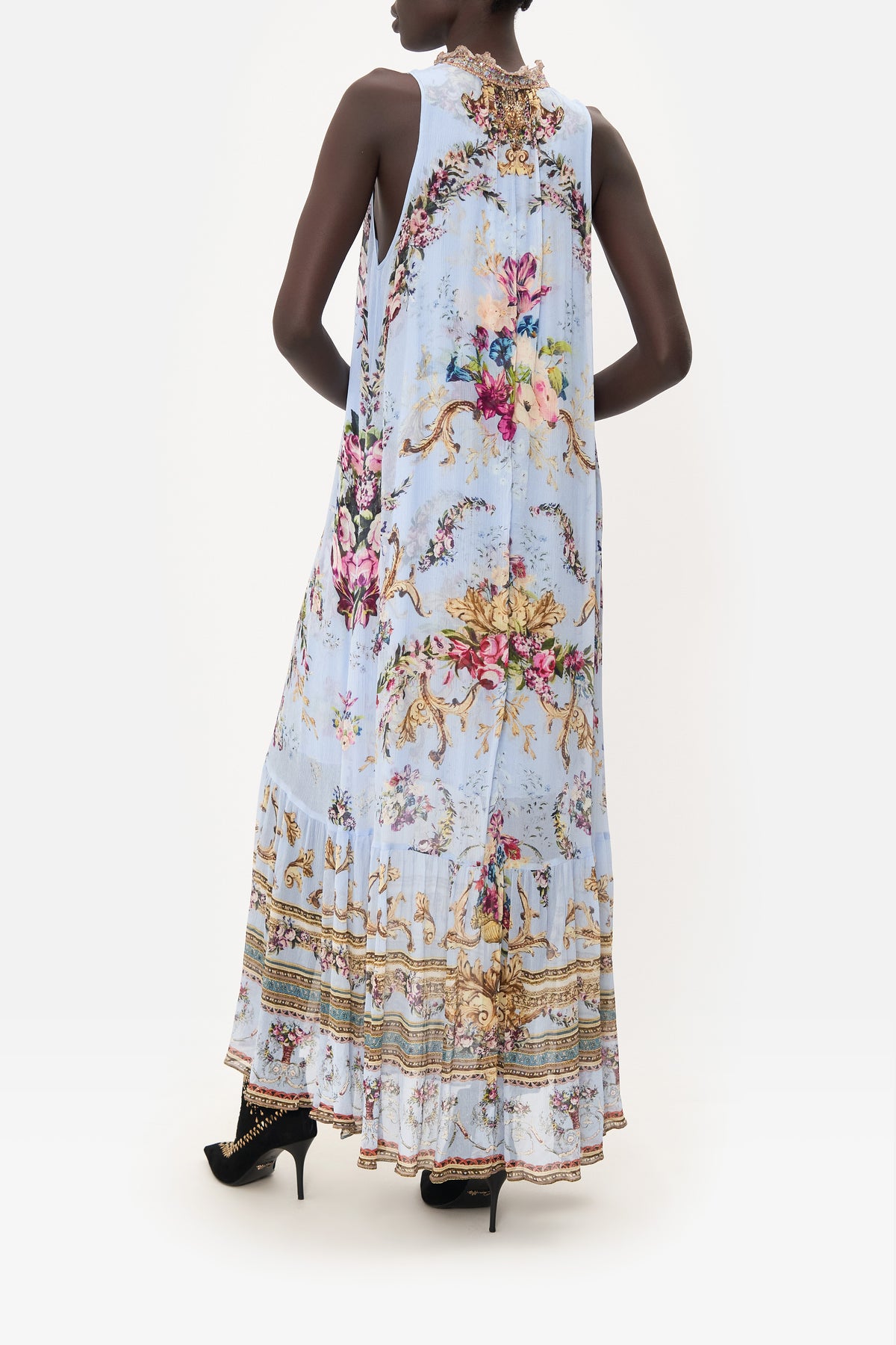 HIGH NECK KEYHOLE DRESS FLORAFUL